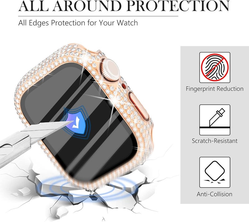 WINGLE 6 Pack for Apple Watch Case 40mm Series SE 3/2/1 6 5 4 Screen Protector, Over 200 Bling Crystal Diamond Apple Watch Face Cover Bumper with Tempered Glass Protector for Women iWatch 6 5 4 40 mm - Image 3